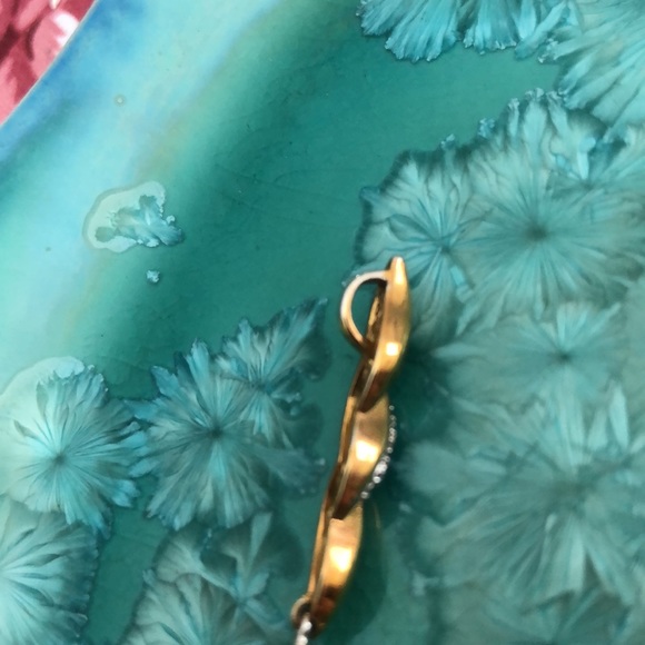 Gold Over Sterling and Sterling Necklace Pendant With Blue and Clear Stones - Picture 6 of 11